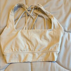 Cream Strappy Sports Bra